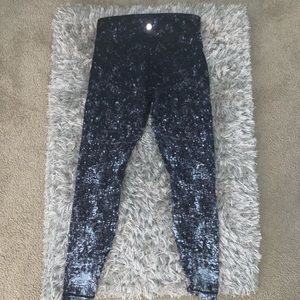Lululemon blue white gray black leggings sz 10